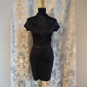 Nicole Miller mock Turtleneck metallic snake keyhole cutout midi dress 4